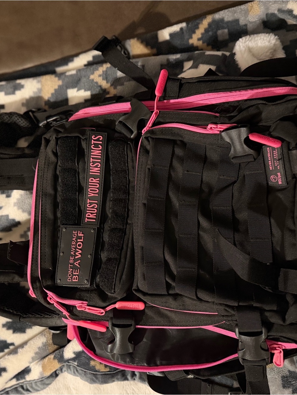 Wolfpak 25L Black & Pink Tactical Backpack - Trust Your Instincts